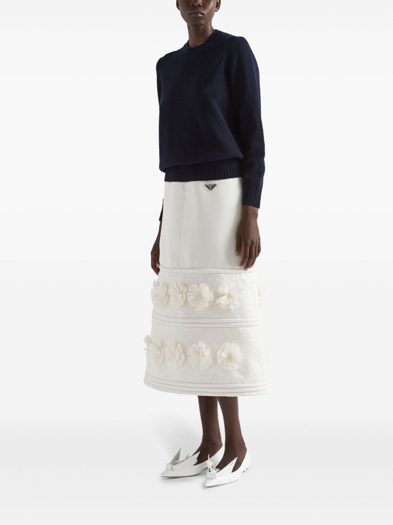 Prada embroidered A-line midi skirt outlook