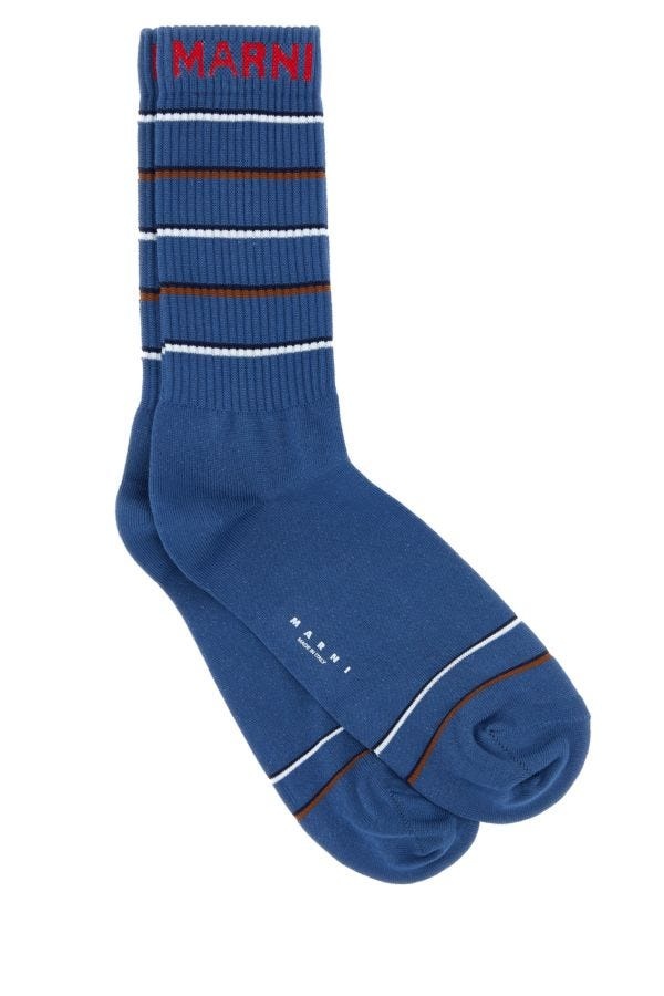 Blue cotton blend socks - 1