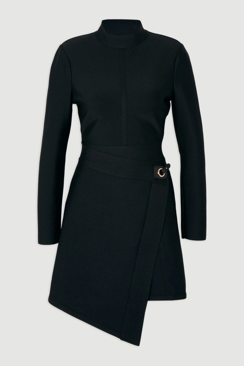 Figure Form Bandage Asymmetric Knit Mini Dress - 1
