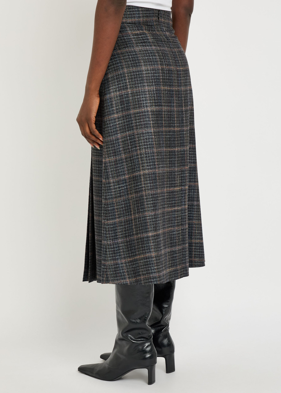 Gabriela Hearst Wesley Plaid Tweed Midi Skirt - 3