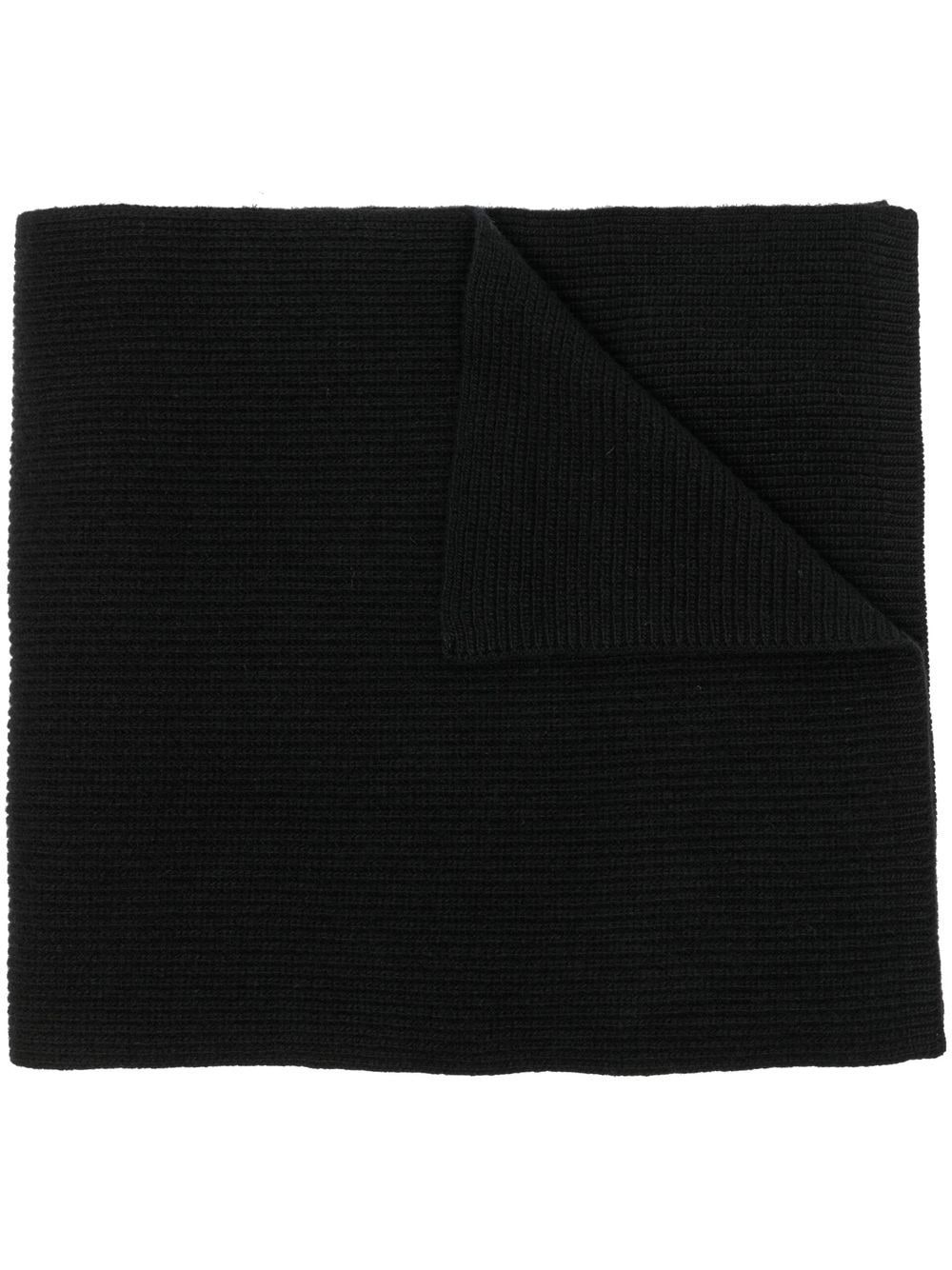 logo-patch virgin-wool-cashmere scarf - 1