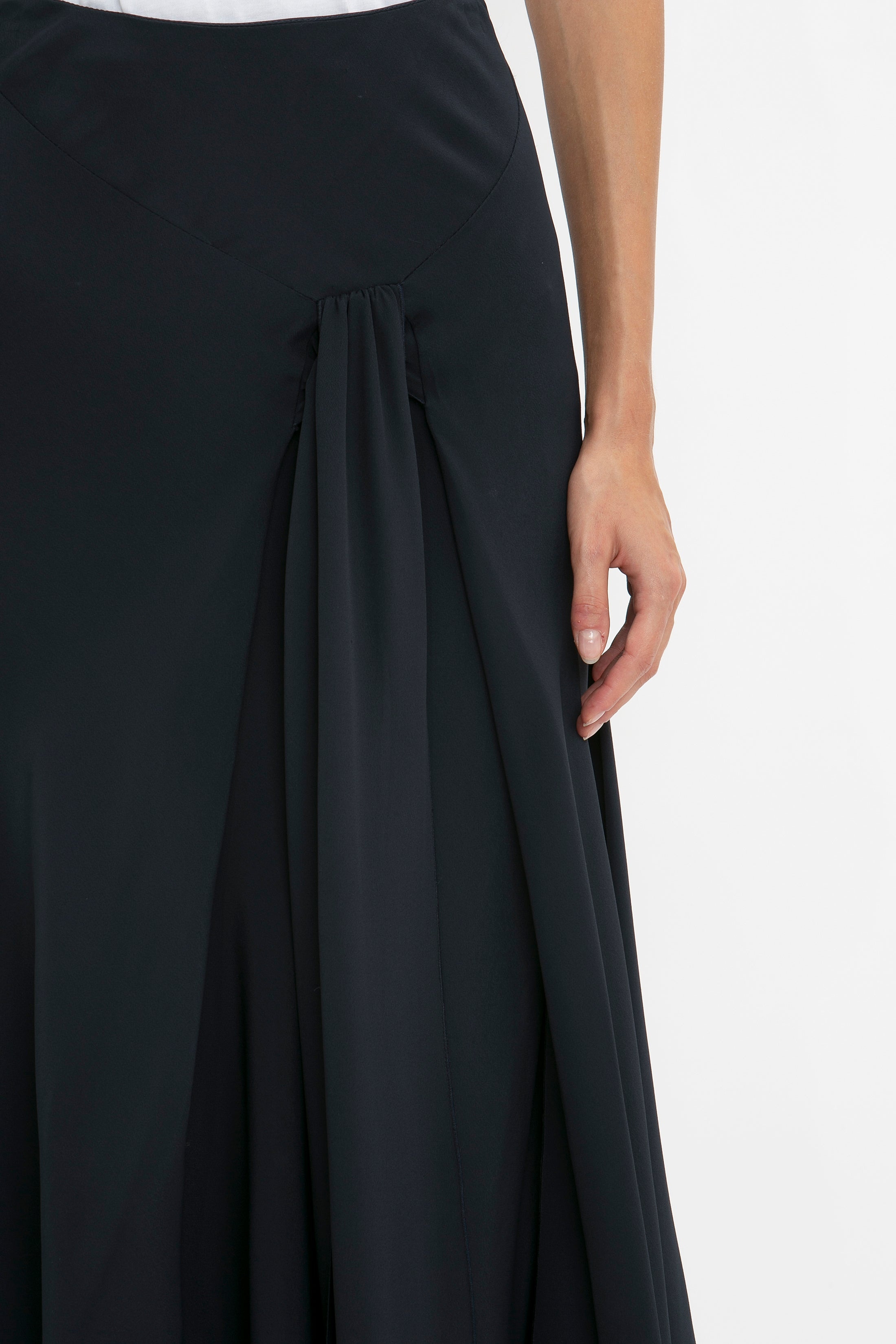 Asymmetric Tie Detail Skirt In Midnight - 5