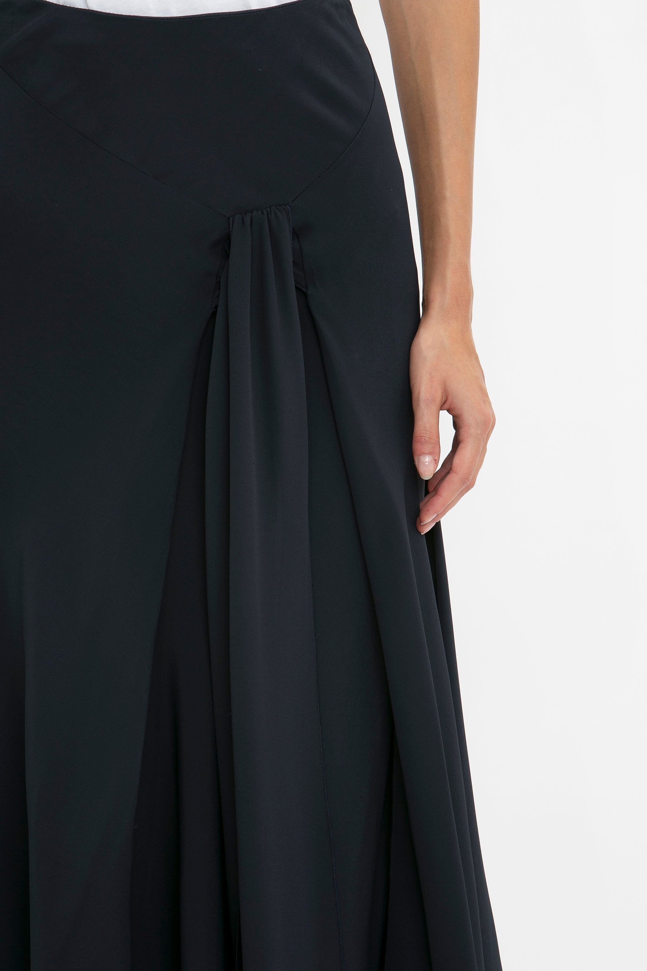Asymmetric Tie Detail Skirt In Midnight - 5