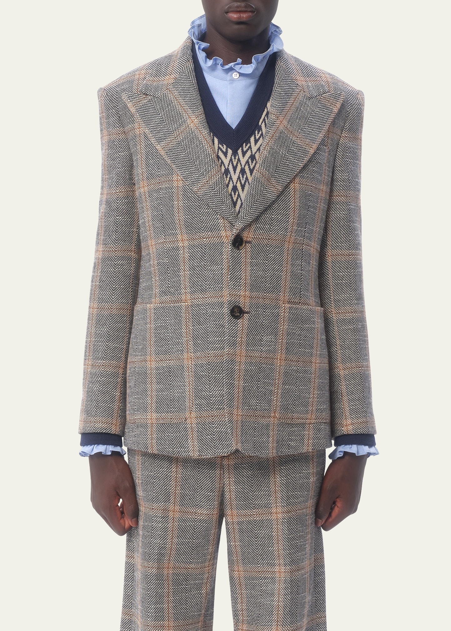 Men's Wide Peak-Lapel Check Sport Coat - 2
