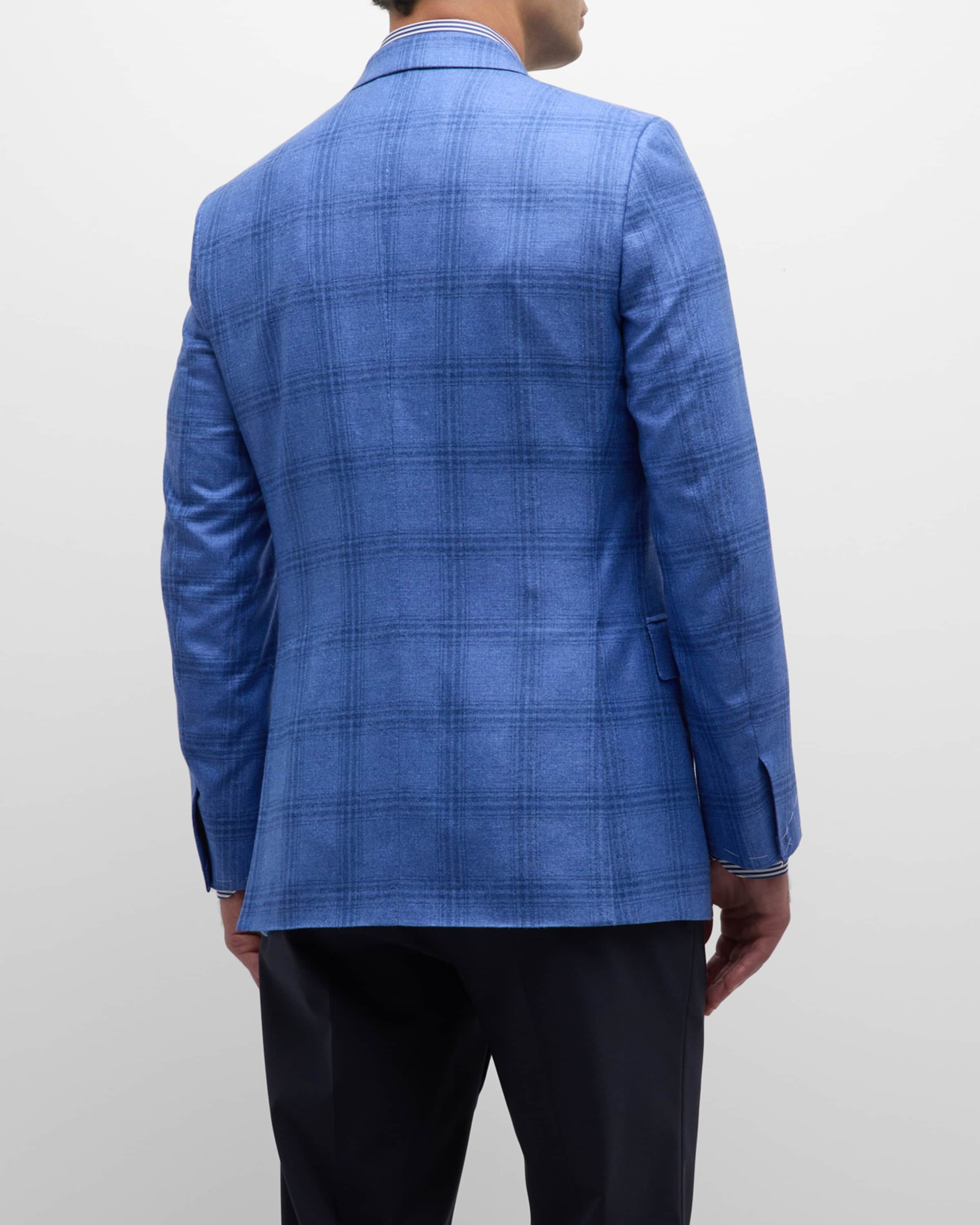 Men's Plaid Wool Sport Coat - 5