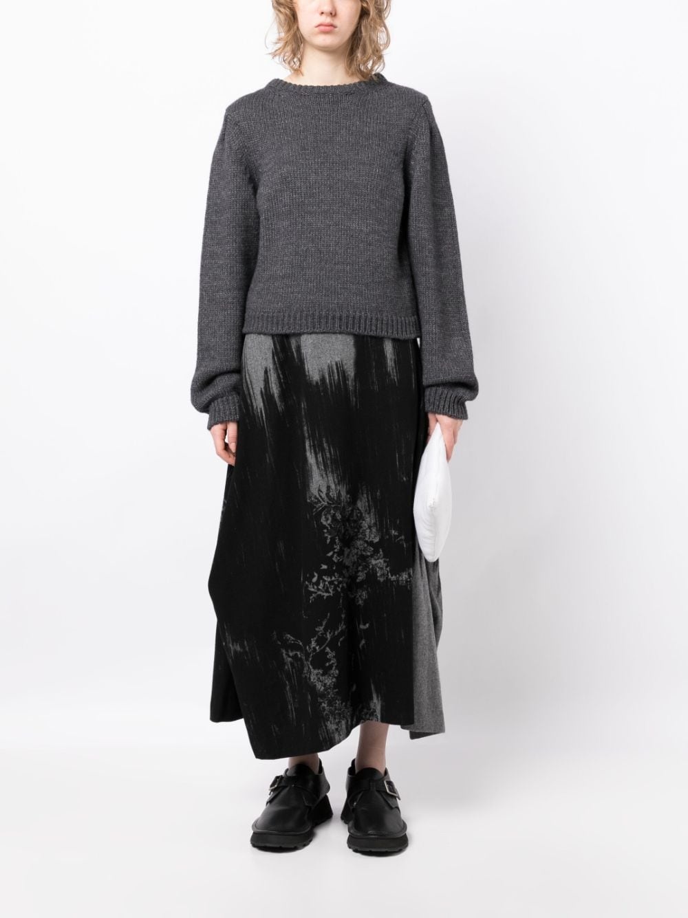 abstract-pattern draped skirt - 2