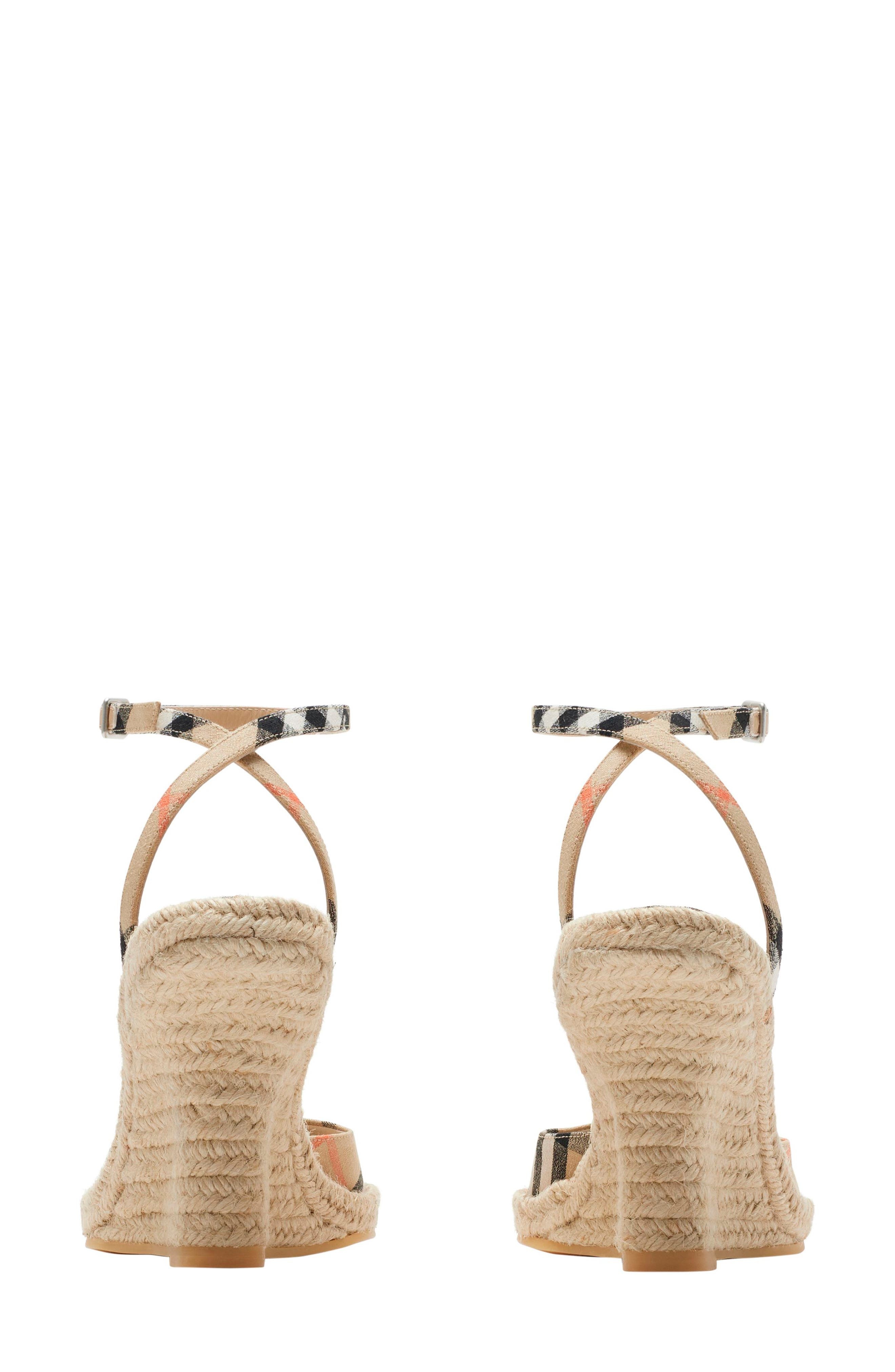 burberry Mews Ankle Strap Espadrille Wedge Sandal in Sand Ip Check at Nordstrom - 5