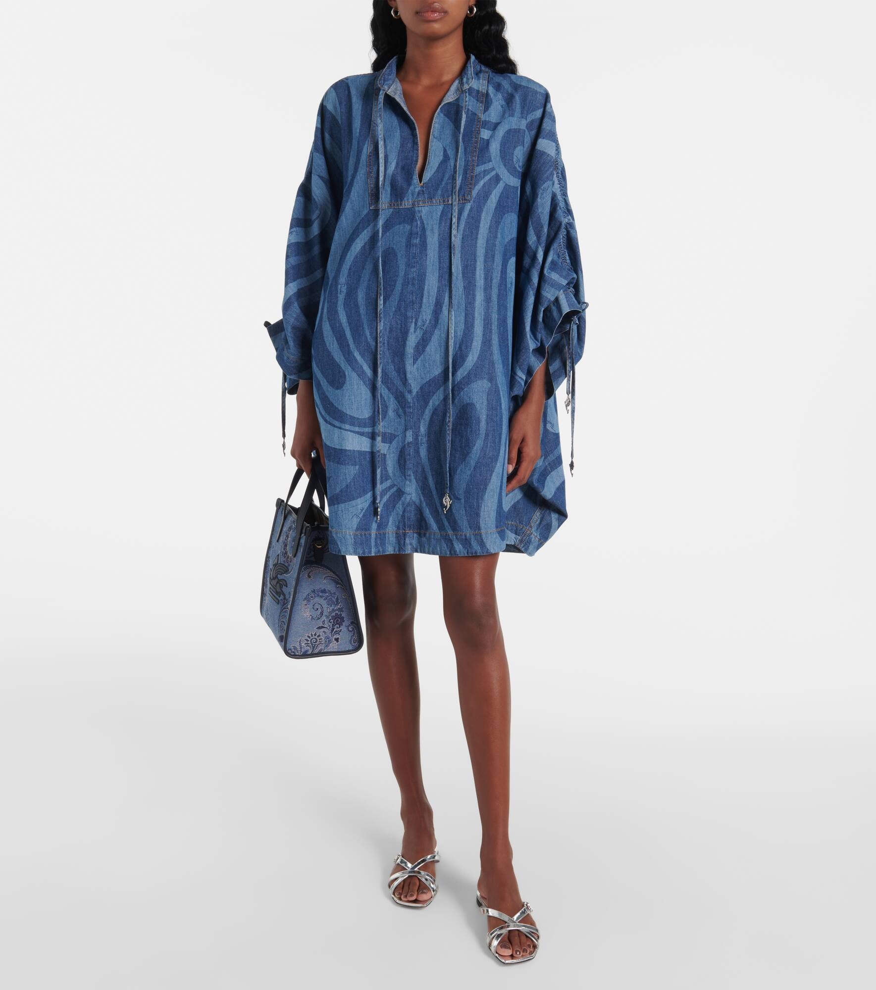 Marmo-print denim kaftan - 2