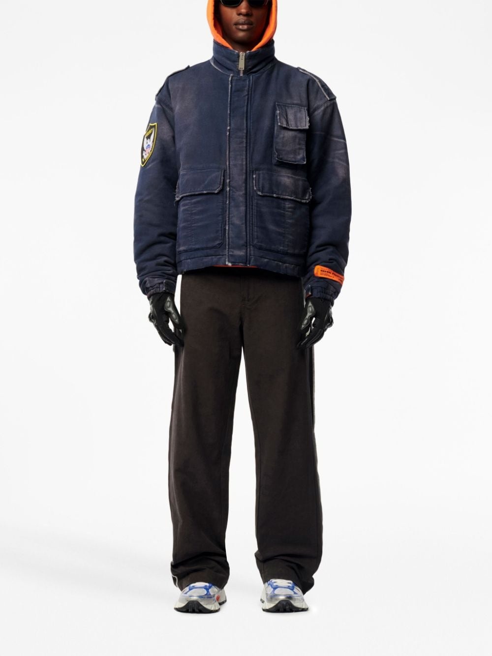 eagle-patch distressed-effect jacket - 2