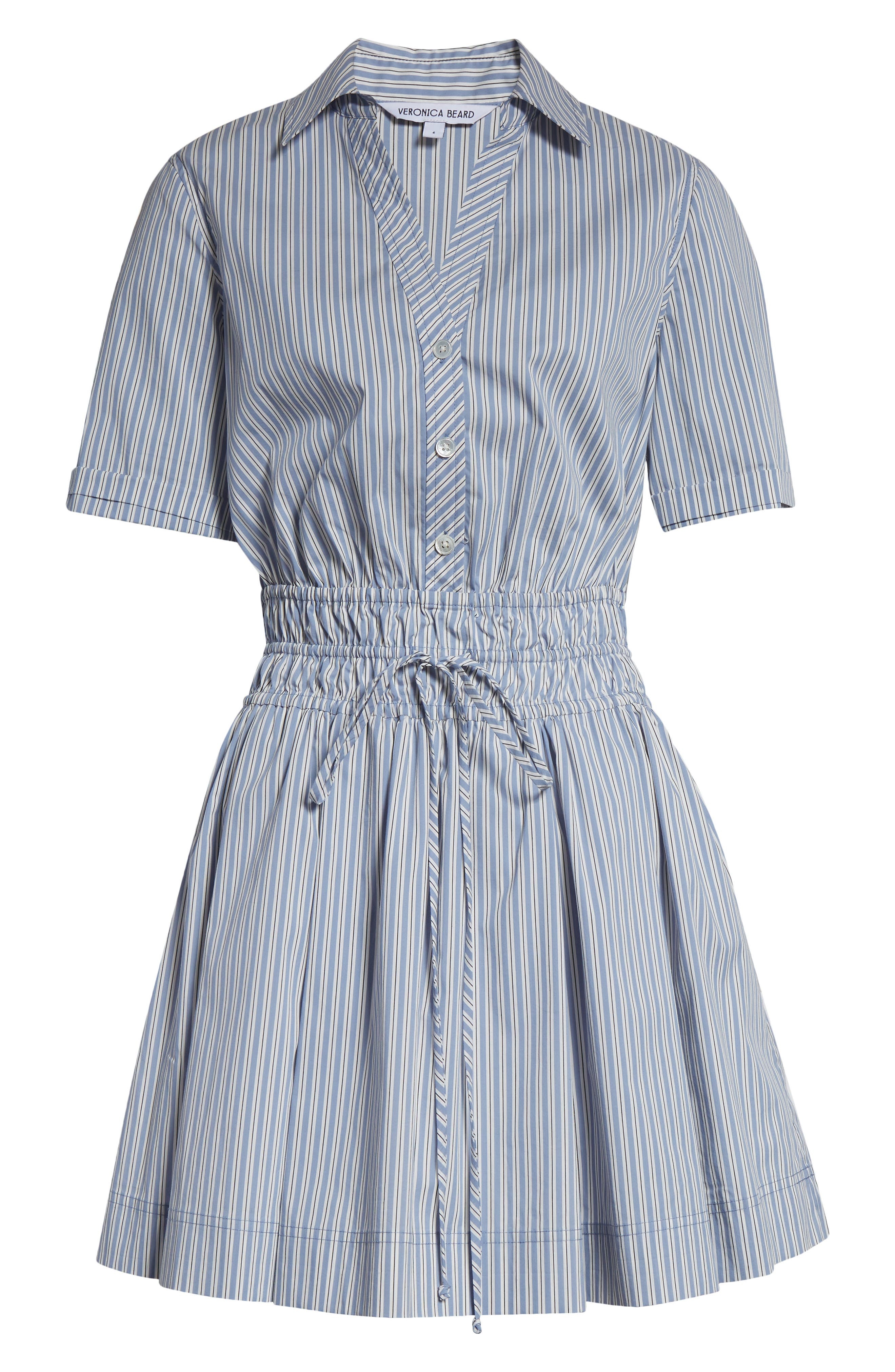 Veronica Beard Susan Stripe Cotton Blend Shirtdress in Blue Multi at Nordstrom - 5