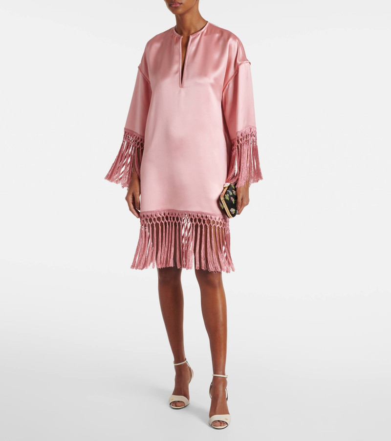 Fringed silk duchess satin minidress 6