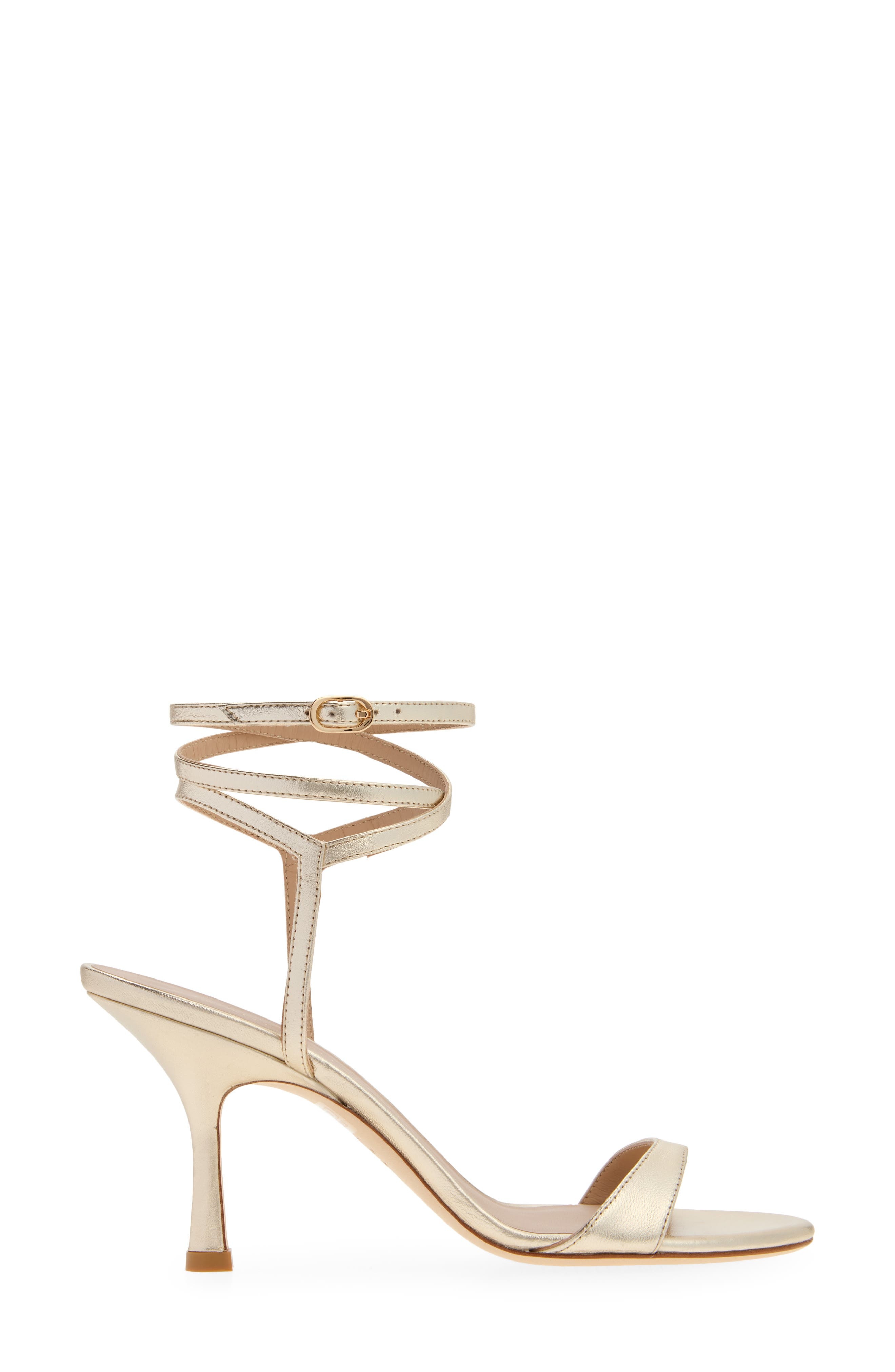 Stuart Weitzman Nudist Wrap 85 Sandal in Light Gold at Nordstrom - 3