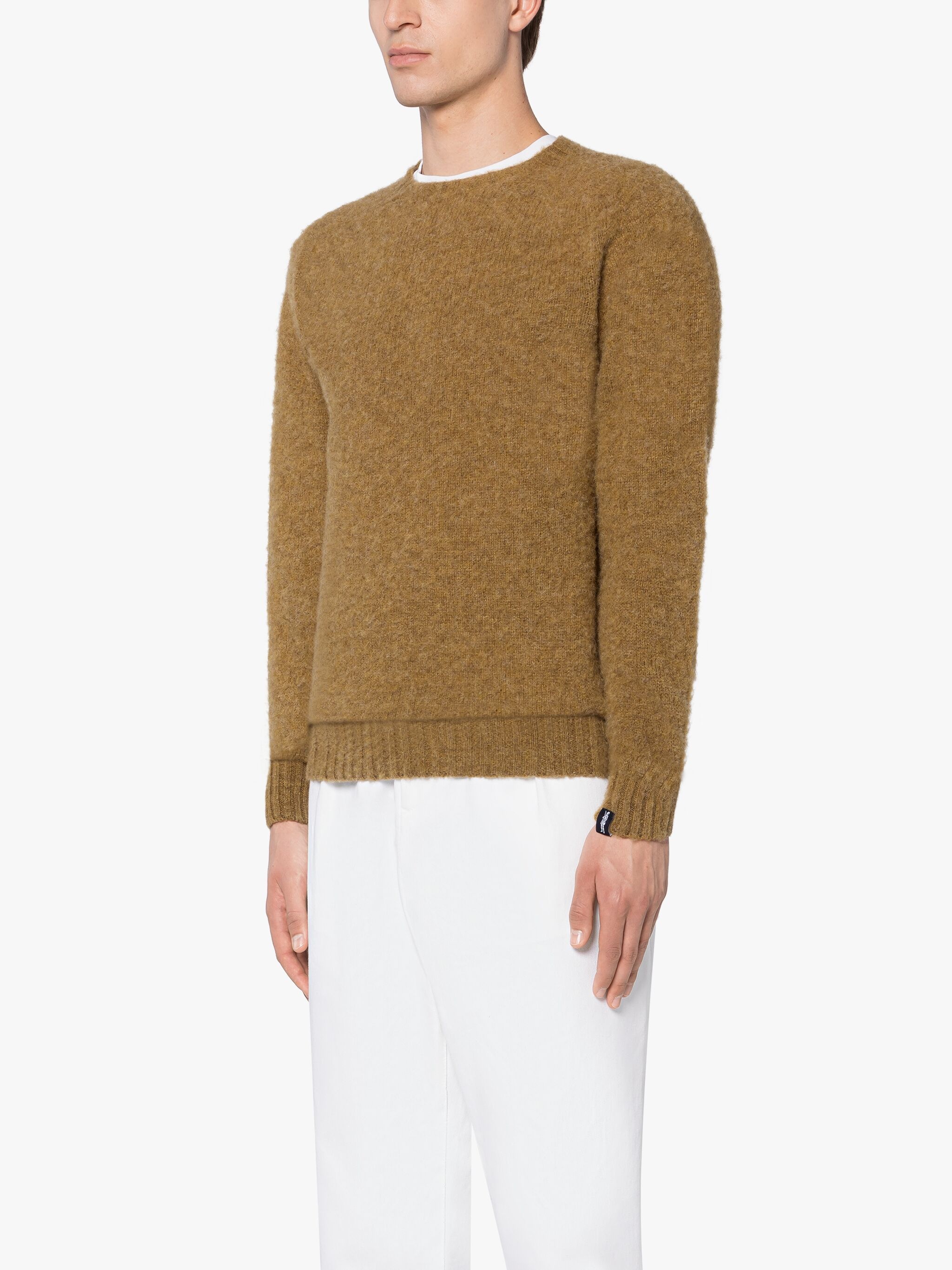 HUTCHINS DARK CAMEL WOOL CREWNECK SWEATER - 3
