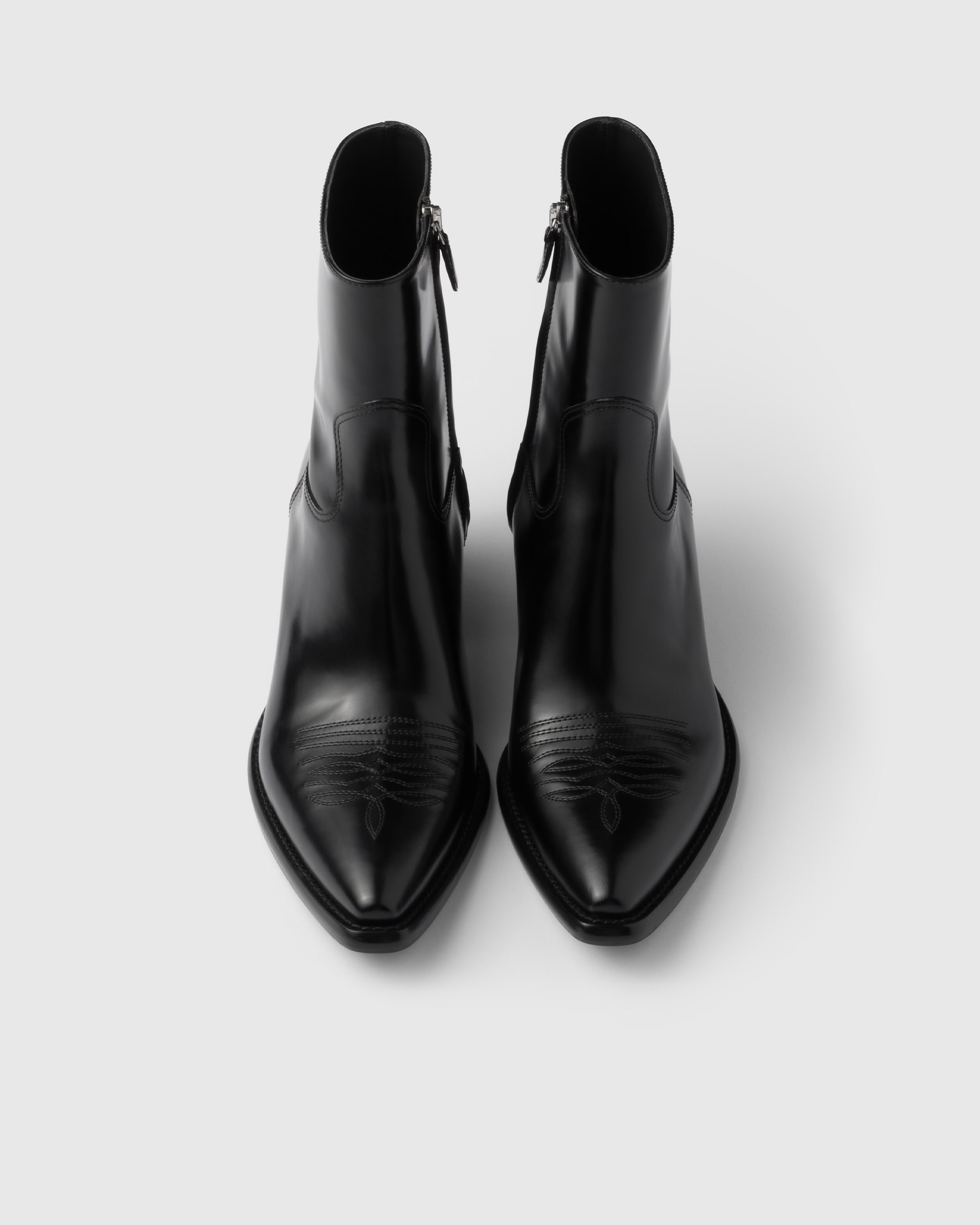 Brushed leather booties - 4