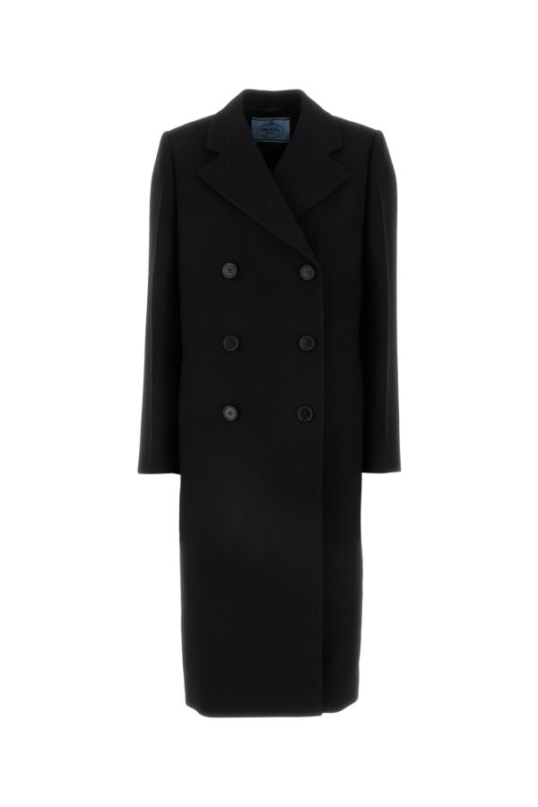 コート PRADA Women Coats P601SSOOO15UW F0002 Black Prada Prada Woman Black Wool Coat | luosophy | REVERSIBLE