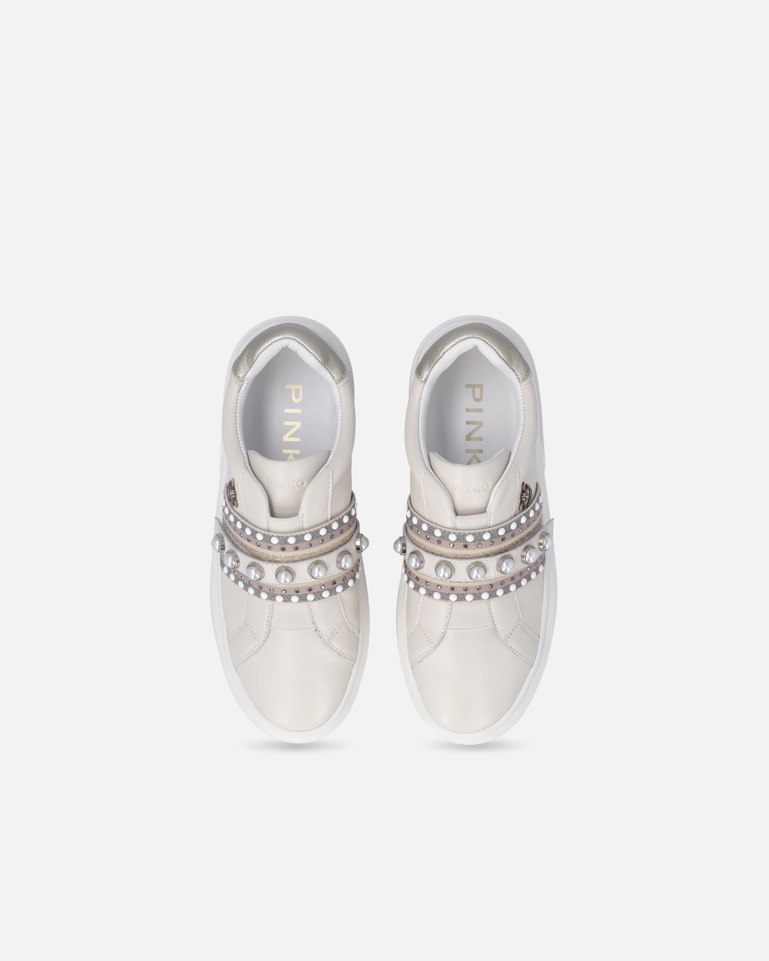 LEATHER SLIP-ON SNEAKERS WITH JEWEL BAND - 9
