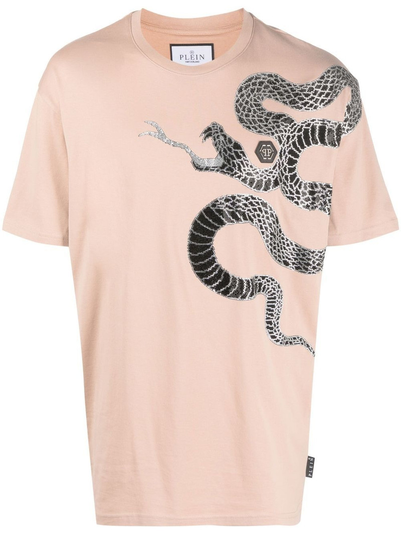 embellished snake-print T-shirt 1