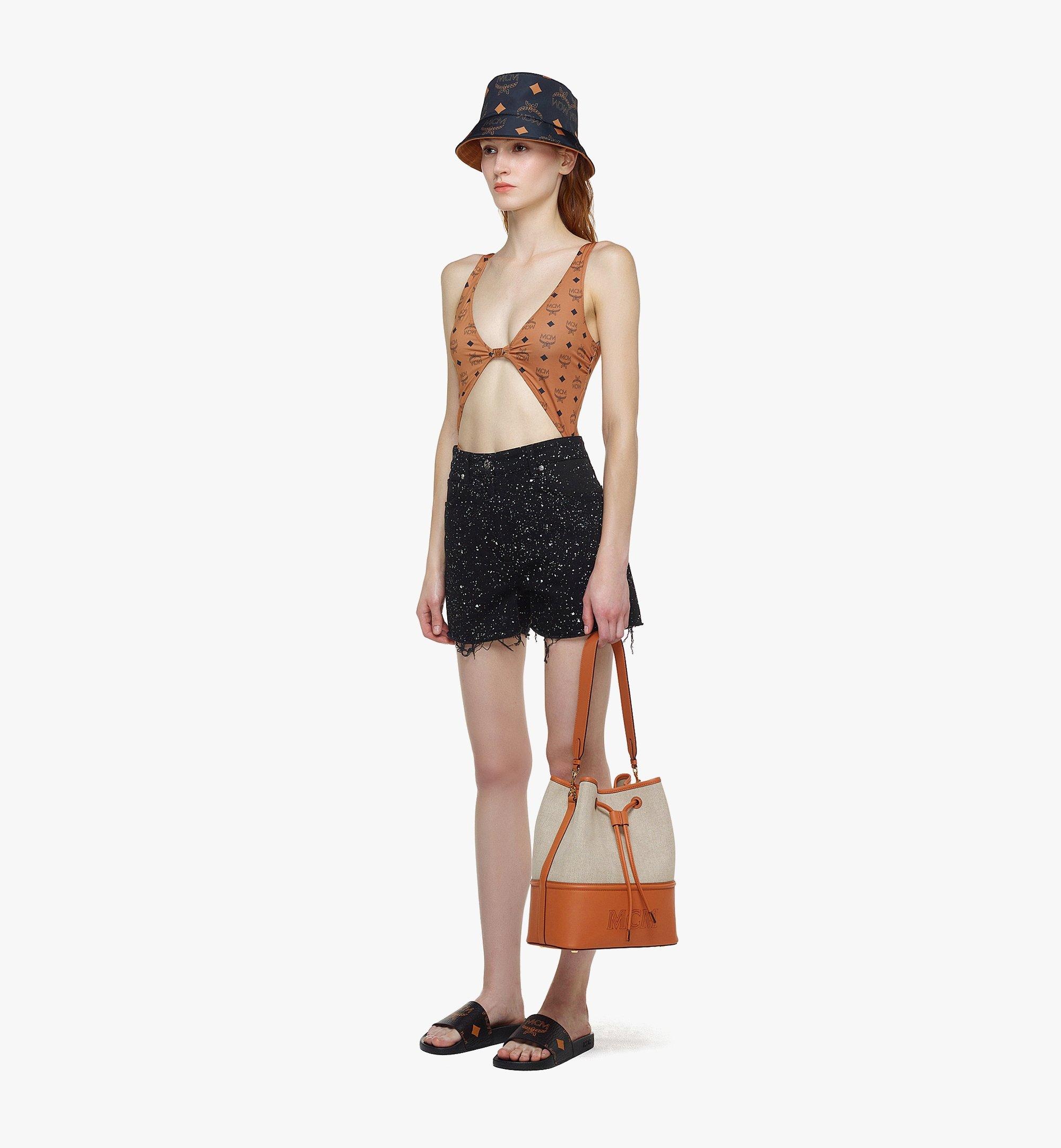 Aren Drawstring Bag in Linen Leather Mix - 6