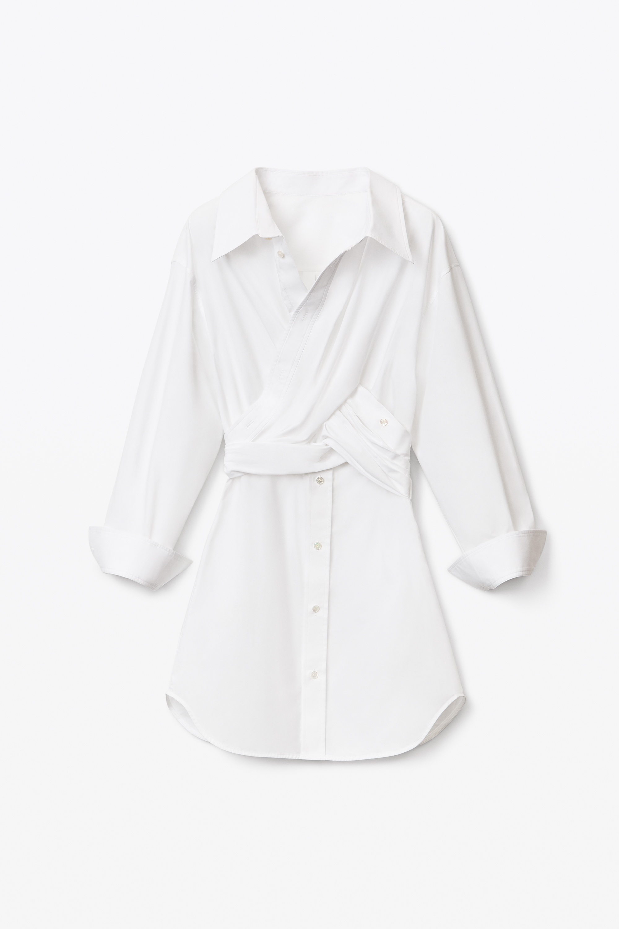 CROSS DRAPE SHIRTDRESS IN COMPACT COTTON - 1