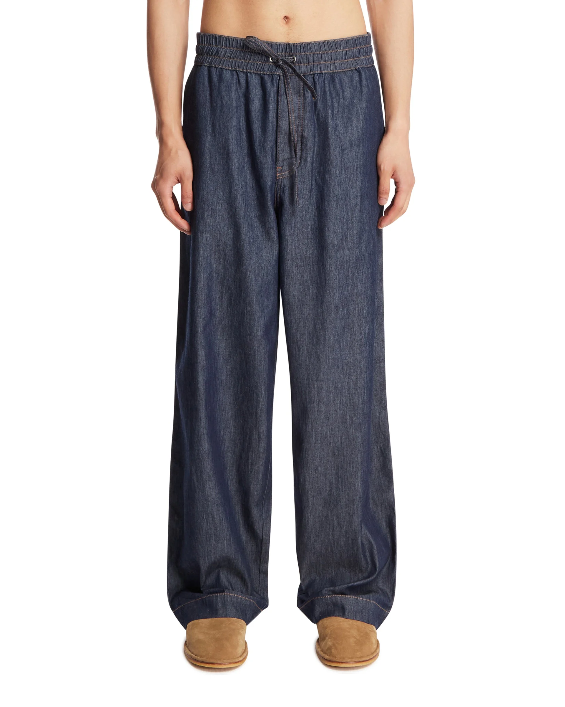 Blue Denim Anagram Pants - 1