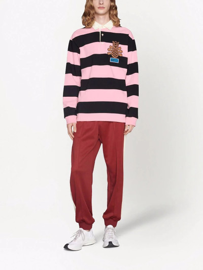 GUCCI Bee-embroidered striped polo shirt outlook