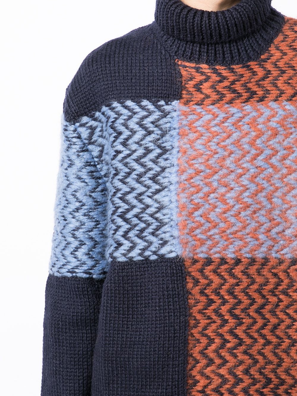 exploded woven check intarsia-knit jumper - 5