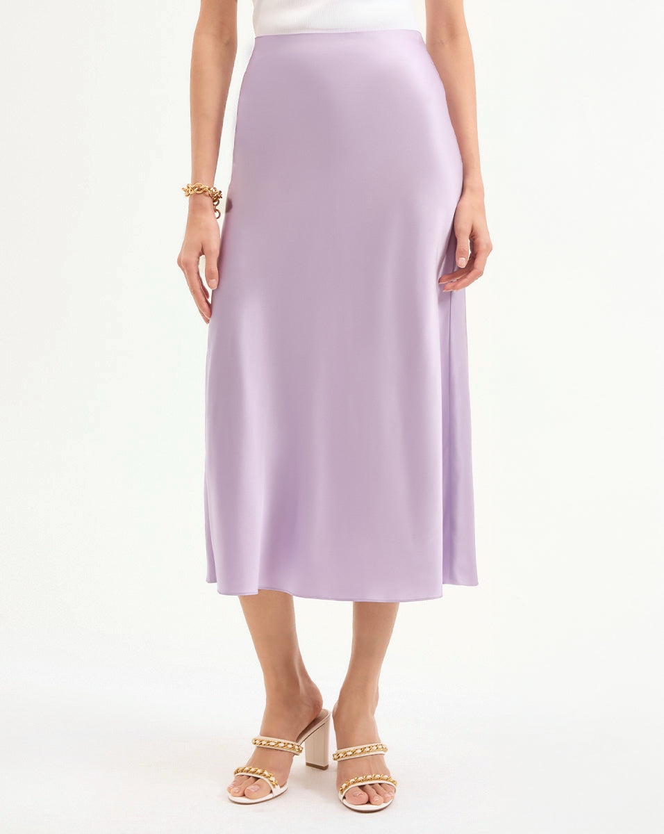 CLOVER STRETCH-SILK SLIP SKIRT - 3