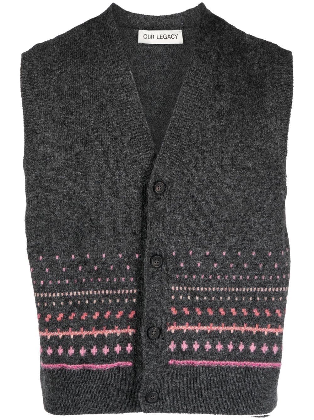 Rugart patterned-intarsia wool vest - 1