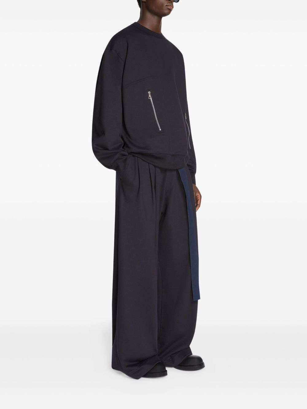 cotton wide-leg trousers - 3