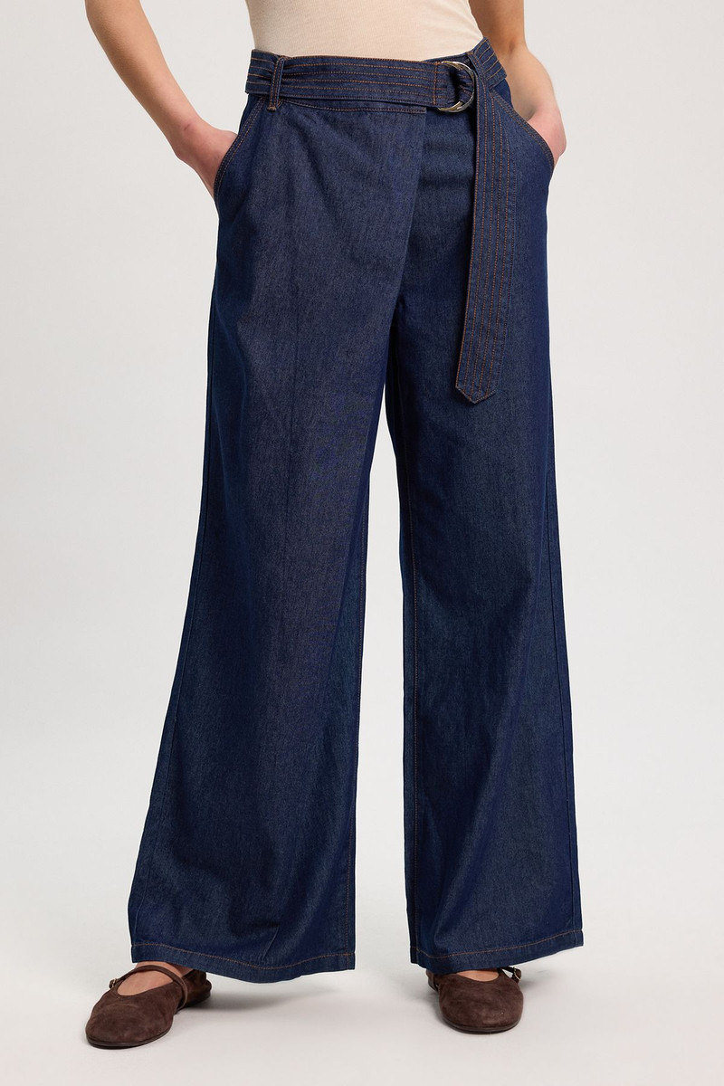 KAREN MILLEN Denim Belted Wide Leg Trouser outlook