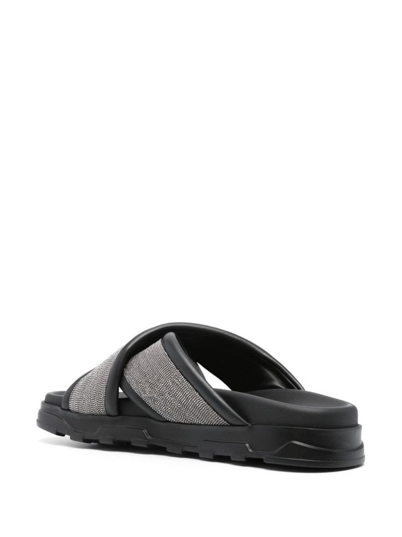 rhinestone-embellished leather slides 3
