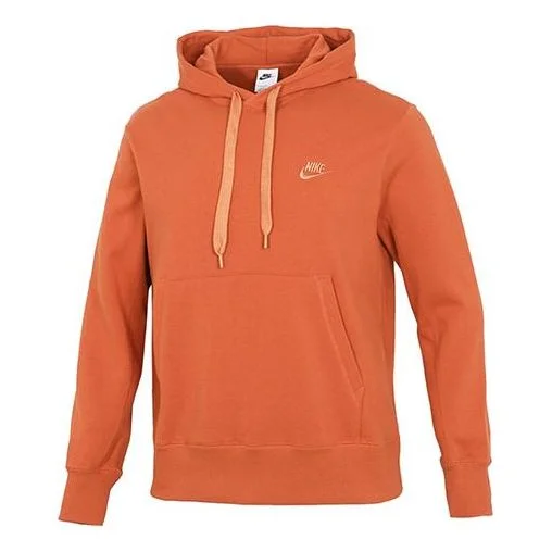 Men's Nike Sportswear French Terry Embroidered Logo Solid Color Orange Red DA0024-881 - 1