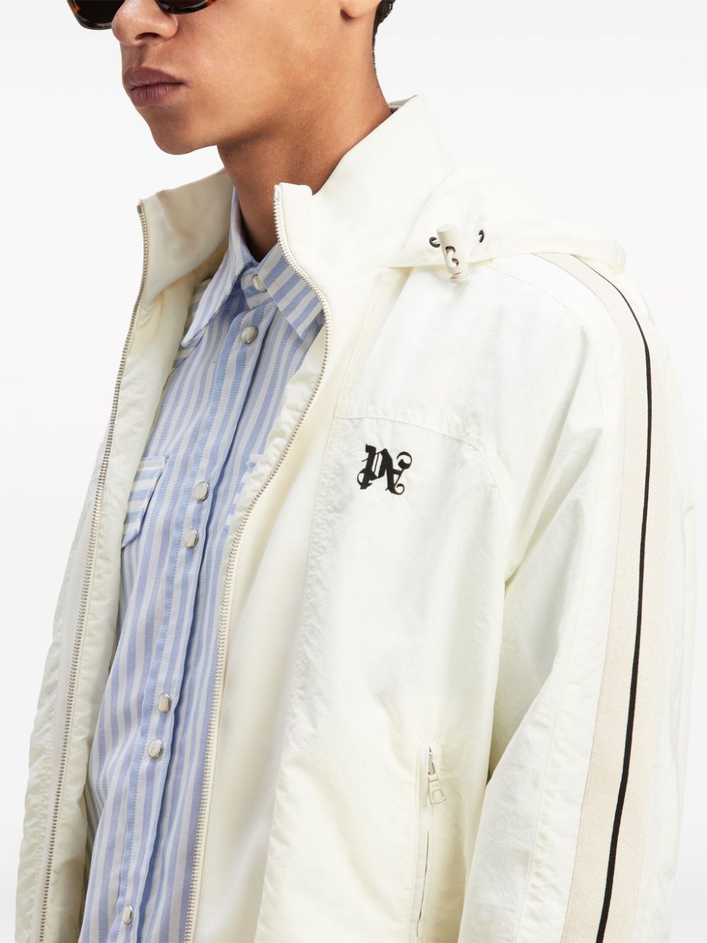 logo-embroidered hooded jacket - 6