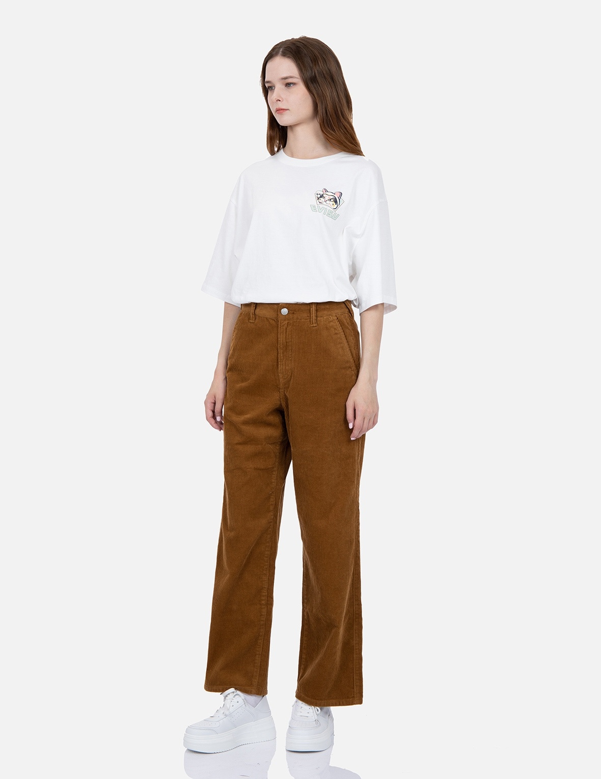 SEAGULL EMBROIDERY STRAIGHT-FIT CORDUROY TROUSERS - 4
