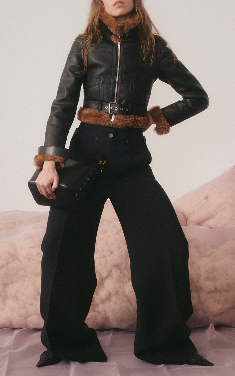 Stella McCartney Fitted Eco-Leather Aviator Jacket black outlook