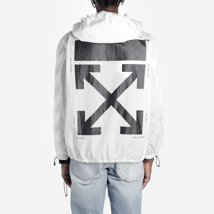 Off-White FW19 Printing Pullover Hooded Jacket Men White OMEA187E19E110240110 - 4