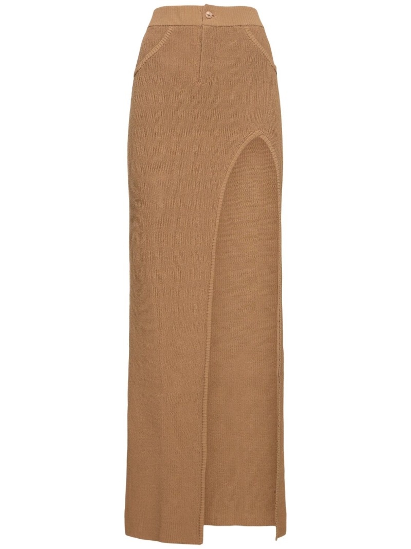 Faye knitted cotton blend long skirt - 1