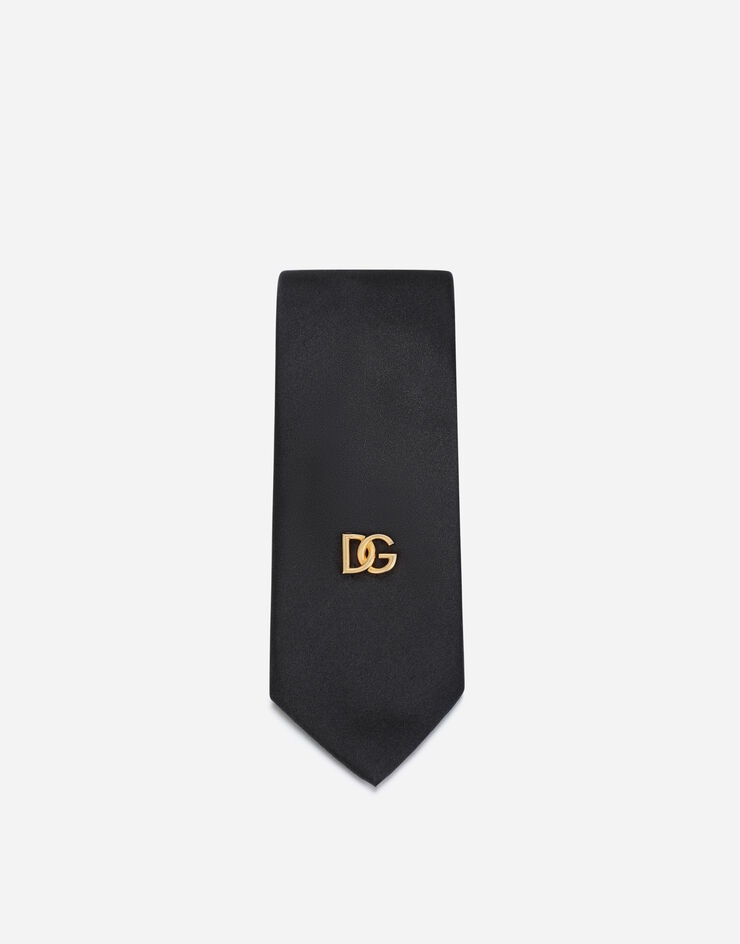 6-cm silk blade tie with metal DG logo - 3
