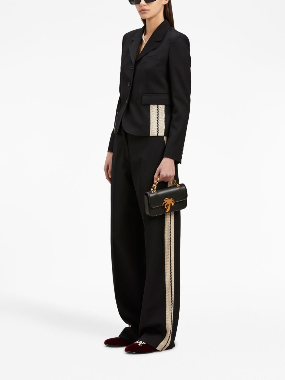 knit-tape straight trousers - 2