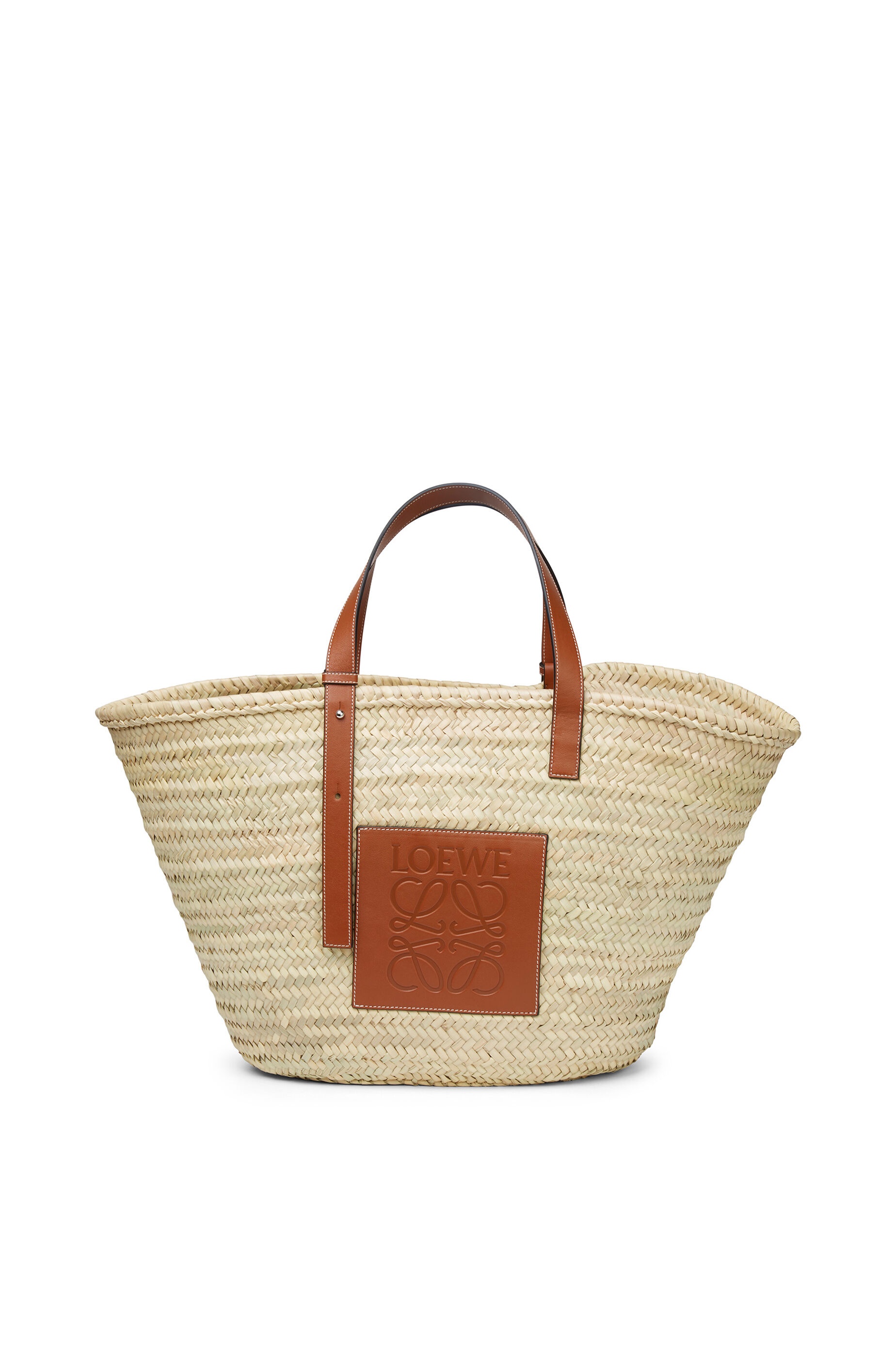 Large Basket bag in palm leaf and calfskin - 1
