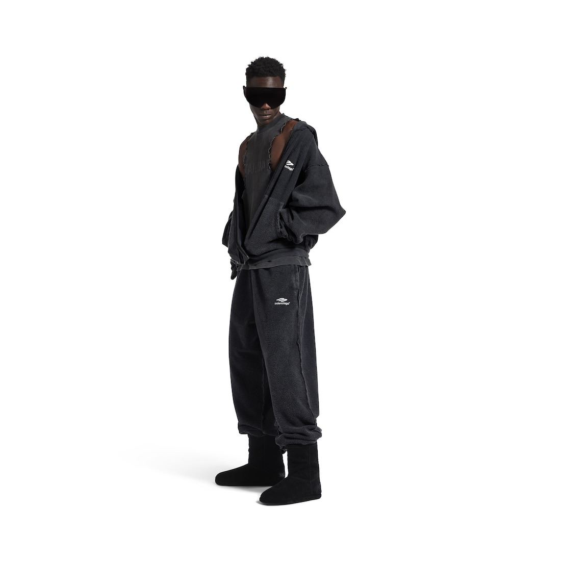 Men's 3b Sports Icon Inside-out Oversized Sweatpants in Black Faded - 2