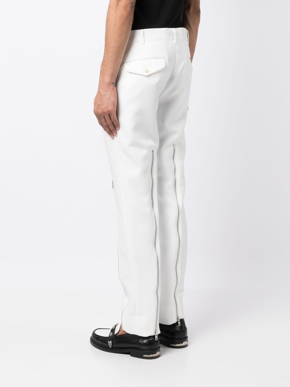 decorative zip-detailing low-rise trousers - 4