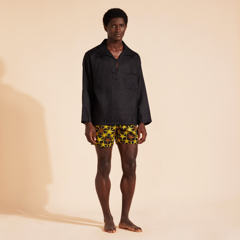 Men Solid Linen Vareuse 1