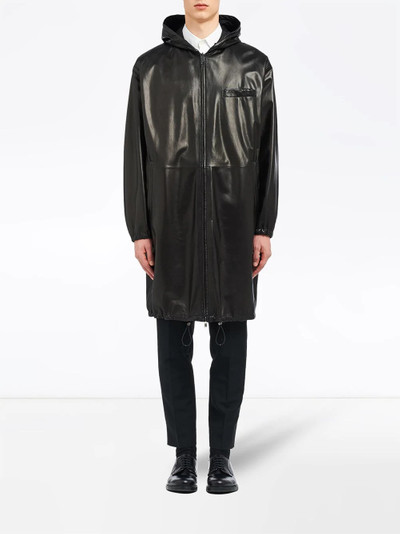 Prada reversible hooded leather coat outlook