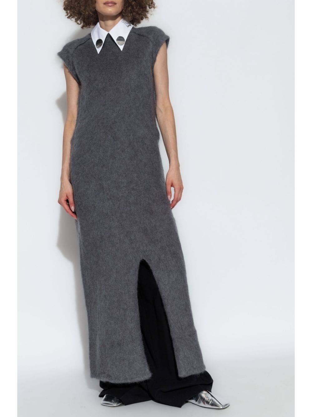 front-slit knitted maxi dress - 3