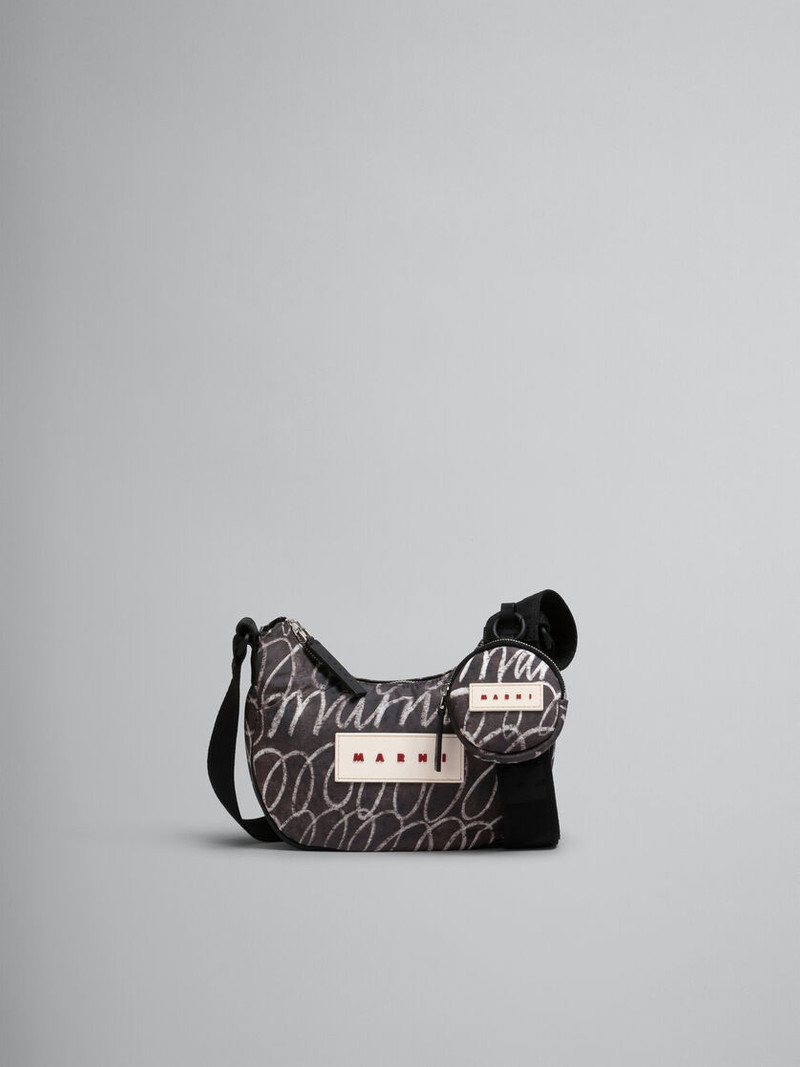 BLACK PUFF HOBO BAG WITH MARNI SCRIBBLE PRINT 1