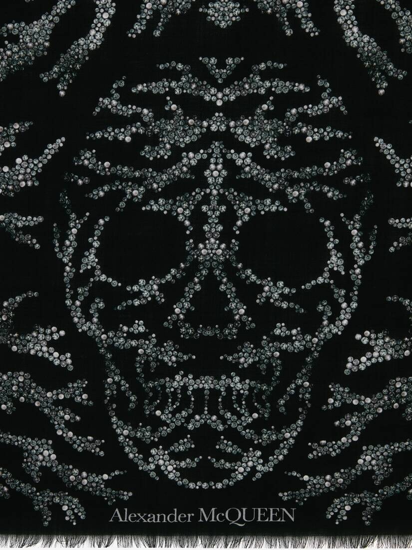 Women's Crystal Spine Skull Stole in Black/medium Grey - 4