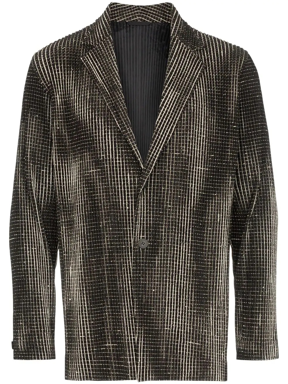 checked single-breasted blazer - 1