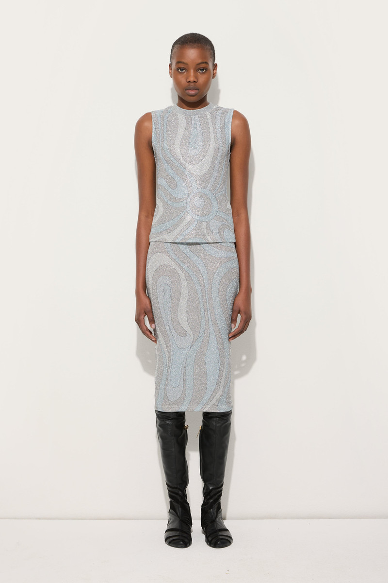 PUCCI MARMO PRINT MIDI SKIRT IN JERSEY LAMÉ outlook