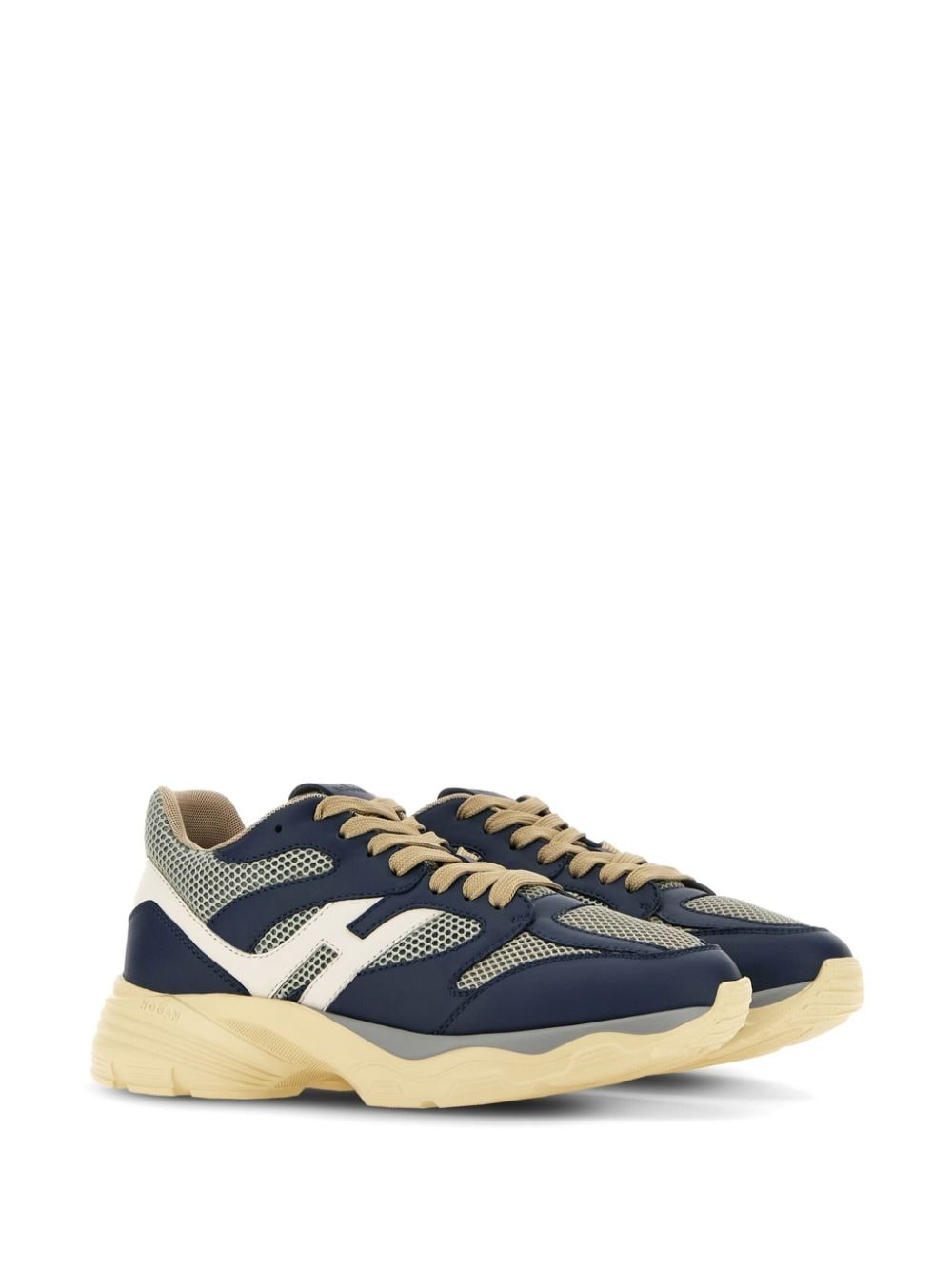 panelled leather sneakers - 2